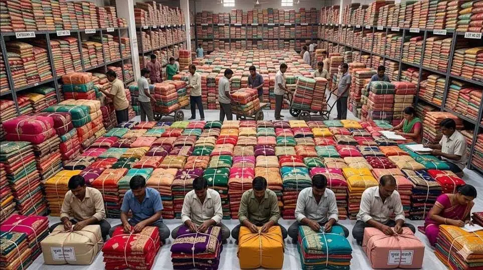 सूरत में साड़ी उद्योग पर संकट, उत्पादन में भारी गिरावट से बढ़ेंगी कीमतें!